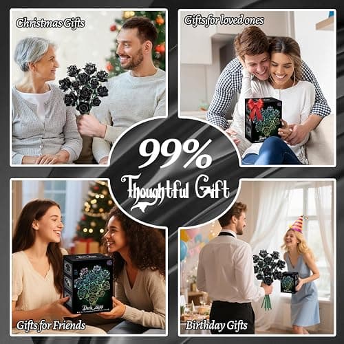 Black Roses Flower Building Set-12Pack, Compatible with Lego Bouquet for Adults,Gothic Horror Flowers Botanical, Gift for Halloween & Valentines Compatible with Lego Roses(585pcs) thumbnail 9
