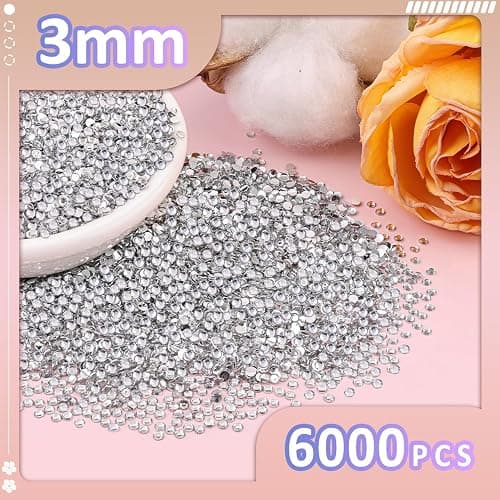 6000Pcs 3mm Resin Rhinestones with 1Pcs 10ml B7000 Jewelry Glue for Crafting, Clear Large Amount Flatback Gems, Bedazzling Crystal Bulk for DIY Crafts Clothing Tumblers Shoes Nail Art Fabric thumbnail 2