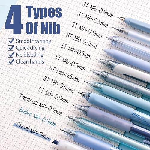 Four Candies Ocean Series Gel Pens, Black & Blue Ink Journaling Pens with 0.5 mm Fine Point, Cute School Office Supplies Aesthetic Desk Accessories, Set of 12 thumbnail 4