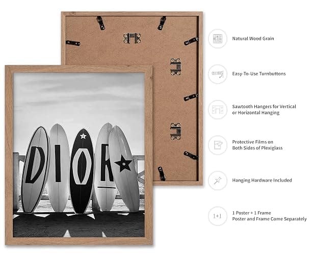 Poster Master Surfboards Poster - Fashion Surfboard Print - Beach Art - Luxury Brand Design - Fashion Illustration - Black and White Artwork - Bedroom or Beach House Decor - 8x10 Beige Framed thumbnail 2