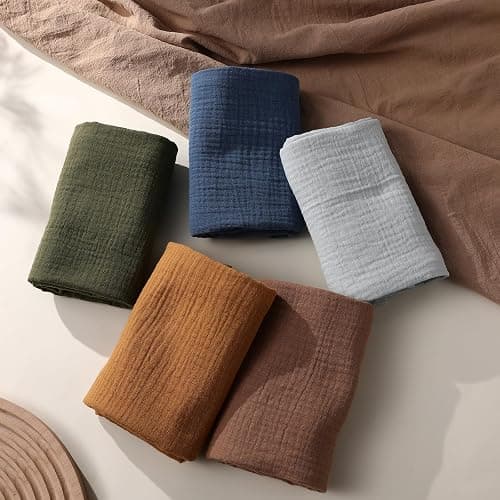 Muslin Receiving Blankets, Neutral Blanket Swaddling for Newborn Boys and Girls, 5 Pack Breathable and Skin-Friendly Swaddle Wrap for Infant Baby (Elegant Colors) thumbnail 2