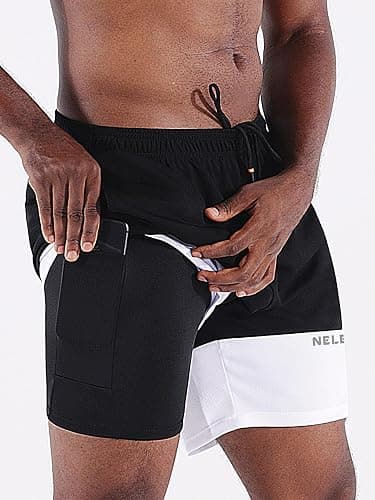 NELEUS Men's 2 in 1 Running Shorts with Liner,Dry Fit Workout Shorts with Pockets thumbnail 3