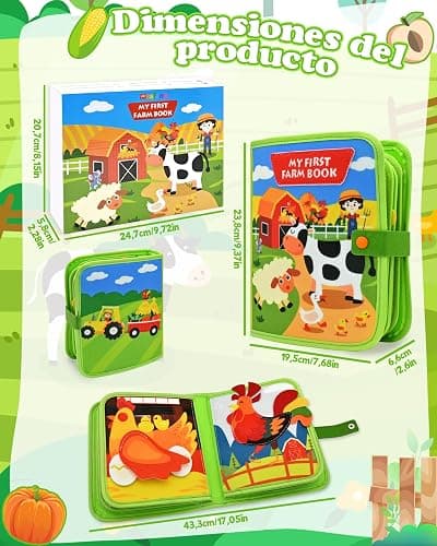 Meafeng Montessori 1 año, 20 en 1 Busy Board de Actividad, Libro Interactivo Juguetes Montessori para niños 1 2 3 4 5 6 años, 10 páginas Animales Granja thumbnail 7