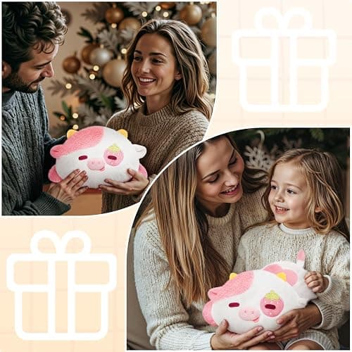 Mewaii Microwavable Stuffed Animal Strawberry Cow Plush, for Cramps, 10in | 50 Min Long-Lasting Warmth, Heatable & Coolable Use, 1.2 lb Weighted Plush Feel, Cozy Gift for Women & Girls thumbnail 5