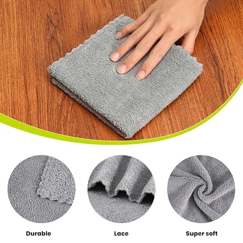 Neessno 12 Pack Cleaning Cloth,Ultra Soft Absorbent Quick Drying Microfiber Cleaning rags,No scratches,Reusable,Washable,Lint Free Cleaning Towels for Kitchen,Window,Glass,car,11.8"×11.8",(Multicolor) - 12 pack - Multicolor thumbnail 2