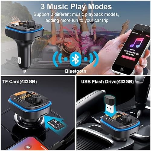 Bluetooth FM Transmitter for Car - BAISHUN Bluetooth 5.0 Adapter PD20W+QC3.0 Cigarette Lighter Radio Receiver Music Player Car Charger Supports Hands-Free Call Siri Google Assistant thumbnail 3