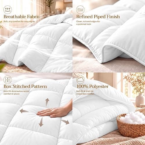 Utopia Bedding Duvet Insert, Comforters Queen Size 88 x 88 Inches, White | Cozy All Season Comforter for Kids, Boys, Girls, and Teens, Down Alternative Fill, Soft Microfiber Shell, Machine Washable thumbnail 8