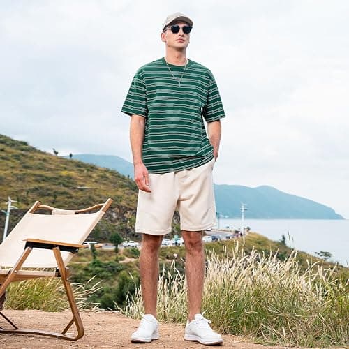 ZVX Men's Stripe Short Sleeve T-Shirt Mens Classic Casual Stripe Loose Shirts thumbnail 3