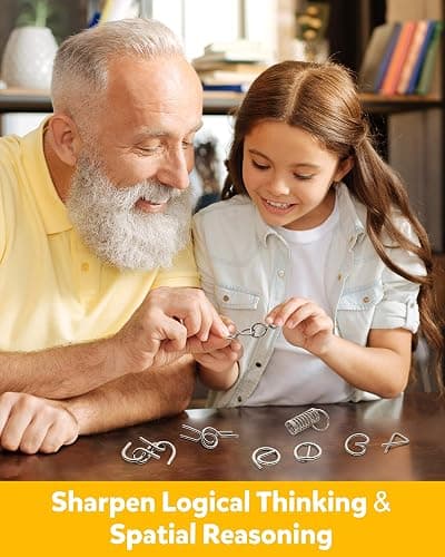 Coogam Metal Wire Puzzle Set of 16 with Pouch,Brain Teaser IQ Test Disentanglemen Iron Link Unlock Interlock Game Chinese Ring Magic Trick Toy for Party Favor Kids Adults Challenge thumbnail 5