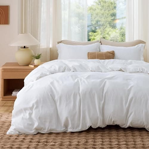 Bedsure Duvet Cover King Size - Soft Double Brushed Bedding Set for Kids & Adults, Zipper Closure, 3 Pieces, Includes 1 Duvet Cover (104"x90") & 2 Pillow Shams, NO Comforter, White - Image 1