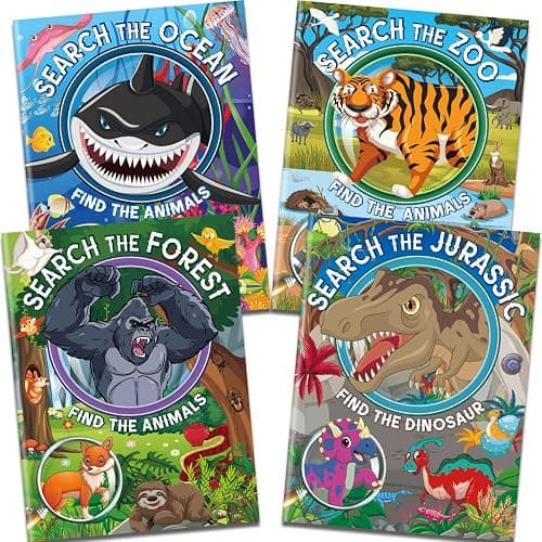 Elfew 4 Pack Brain Games Activity Book for Kids Ages 4-8 8-12,Kids Games Search and Find Books for Car Game Road Trip Airplane Activities - Image 1