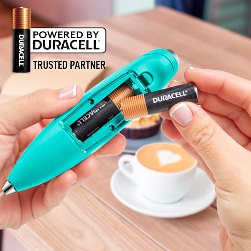 Zulay Kitchen Powerful Milk Frother Wand With Duracell Batteries - Ultra Fast Handheld Drink Mixer - Electric Whisk Foam Maker for Coffee, Lattes, Cappuccino & Matcha - Z1 Motor - Aqua thumbnail 2
