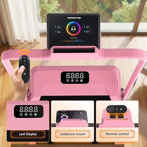 Small Walking Pad Treadmill with Incline - Under Desk Treadmills with Handle Bar, Compact Portable Foldable Treadmills for Home Small Spaces, Office, Remote Control & LED Display thumbnail 8