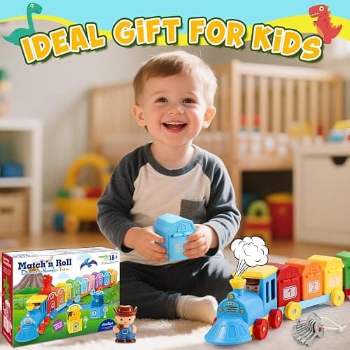 Toddler Montessori Learning Toys for 2 3 4 5 Year Old Boys, Kids Dinosaur Train Matching Toys with Locks & Keys | Counting & Sorting Trains Set, Preschool Toy Boy Girls Birthday Gifts Ages 2-4 3-5 thumbnail 2