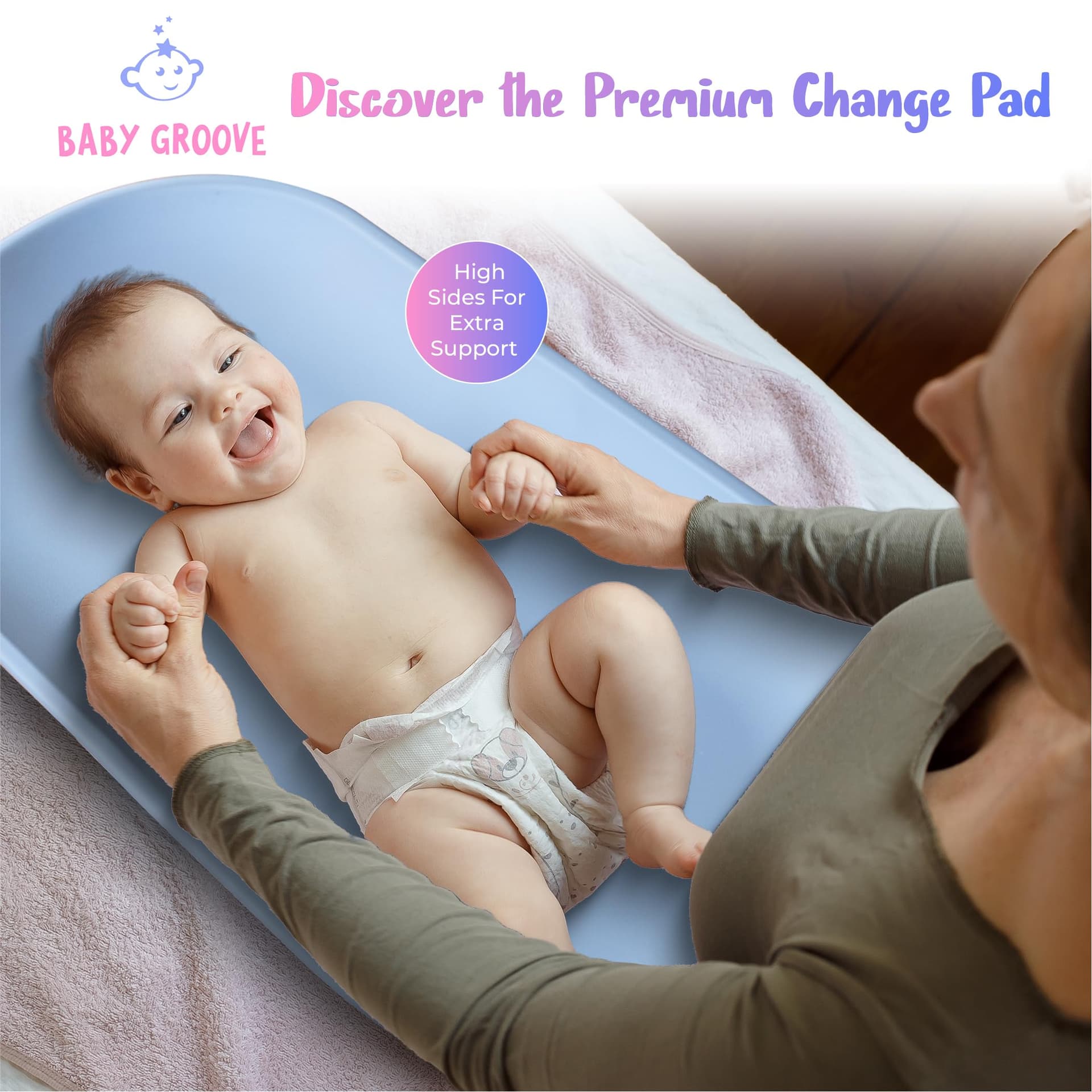 Baby Groove Aus - Premium Portable Changing Pad - Waterproof, Grey, Soft and Breathable, Non-Slip, Easy-to-Clean, Firm Padding, Diaper Changing Station, Newborns to Toddlers thumbnail 6