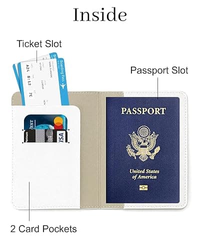 toTravelGear PU Leather Passport Holder Covers Case, Waterproof Rfid Blocking Travel Wallet Passport Holder(Cream) thumbnail 5