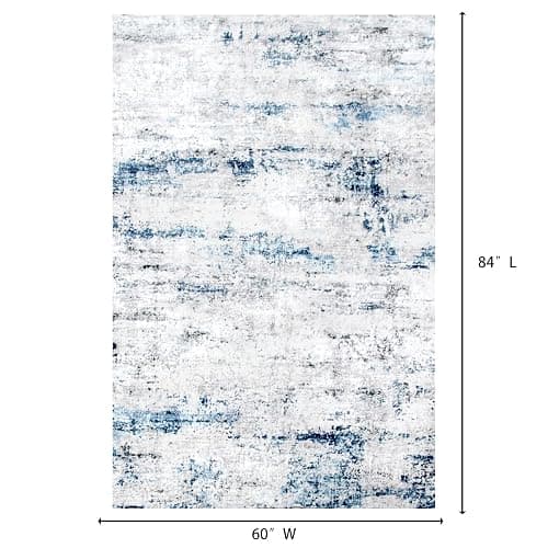 Area Rug Living Room Rugs: 5x7 Large Soft Indoor Carpet Modern Abstract Rug with Non Slip Rubber Backing for Under Dining Table Nursery Home Office Bedroom White Gray Blue - White Gray Blue - 5'x7' thumbnail 2