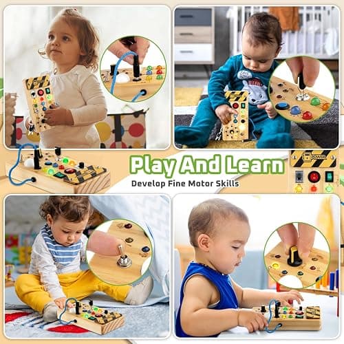Toddler Toys Busy Board with Led Light, Preschool Learning Activities Sensory Toys for Toddlers 1-3,Montessoti Toys 1 2 3 Year Old Birthday Gift thumbnail 4