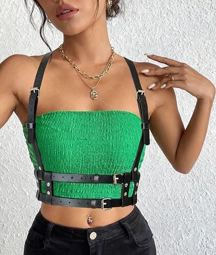 WARANDOD Women Adjustable Faux Leather Harness Punk Fashion Waist Belt with Alloy Buckles for Dresses Shirts Blazers(S-XXXL) thumbnail 5