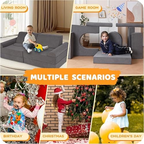 Winhomish 12-Piece Modular Kids Play Couch – Premium Soft Foam, Removable Cover, Comfortable & Safe Toddler Couch for Children 1-6 Years, Portable & Easy to Clean, Ideal for Living Room & Playroom thumbnail 8