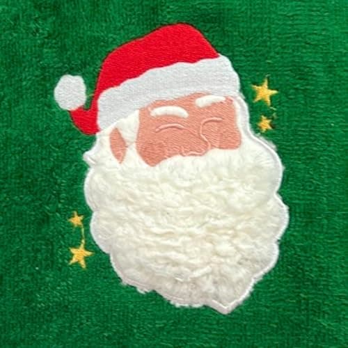 Serafina Home Holiday Christmas Bath Fingertip Towels, Embroidered Santa Sherpa Applique with Stitched Hem, 2 Piece Set, 12 x 18 inches, 100% Cotton thumbnail 2