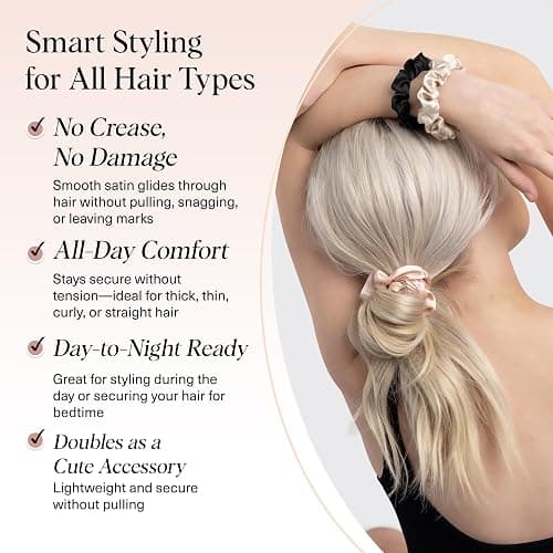 Kitsch Satin Scrunchies for Women - Softer Than Silk Scrunchies | Hair Ties No Damage for Frizz-Free Sleep | Perfect for Day or Night Hair Accessories | Ideal Gifts for Women - Assorted, 5pcs thumbnail 4
