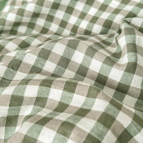 LifeTB Green Gingham Comforter Set Full Size Boho Plaid Checkered Pattern Comforter Geometric Grid Plaid Printed Bedding Comforter Set with 2 Pillowcases Fluffy Soft Gingham Bedding Set Full Size thumbnail 9
