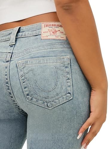 True Religion Women's Billie Mid Rise Straight Stretch Single Needle Stitching Jeans Pant thumbnail 3