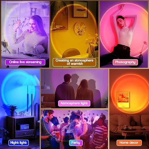 Sunset Lamp Projection - 16 Colour | Sunset Light with 24Keys Remote Multicolour - USB Port-Colour Changing & Fade Mode - 【𝐔𝐩𝐠𝐫𝐚𝐝𝐞𝐝】 App Control thumbnail 5
