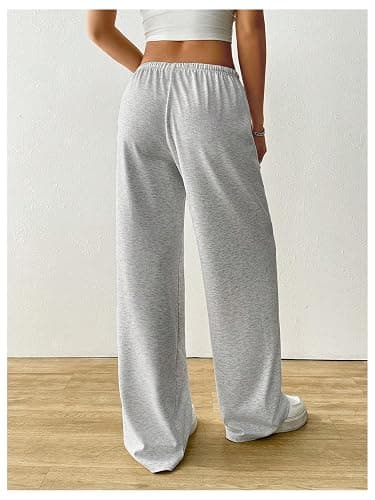 RoseSeek Women's Drawstring Waist Straight Streetwear Long Wide Leg Pants Casual Loose Baggy Workout Long Fall Sweatpants thumbnail 3