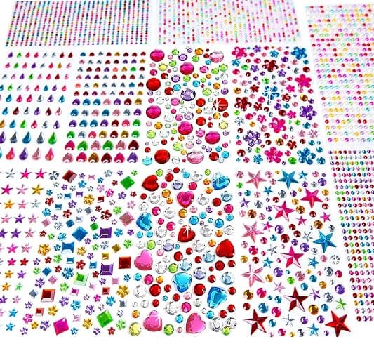 3228pcs Gems Stickers, Self Adhesive Rhinestone Jewel Stickers, Acrylic Gems DIY Craft Decorative Diamond Stickers, Assorted Shapes Jewels Rhinestones Sticker, Gem Sticker Crafts for Kids - Image 1