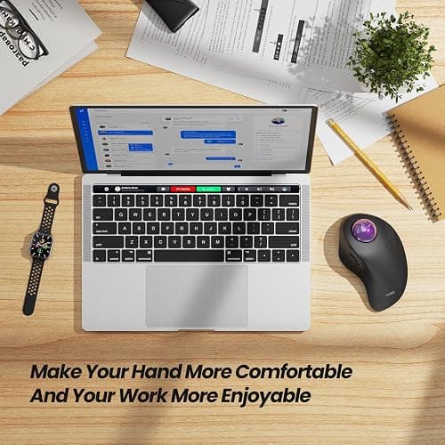 Nulea Wireless Ergonomic Trackball Mouse, Rechargeable, Bluetooth Rollerball Mouse, 44mm Index Finger Trackball, 5 Adjustable DPI, Compatible with PC, Laptop, iPad, Mac, Windows, Android thumbnail 7