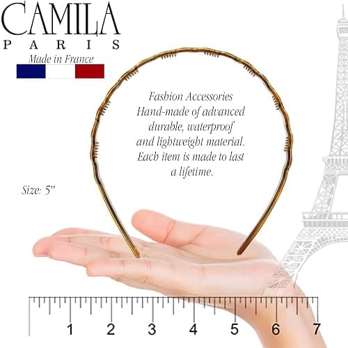 Camila Paris CP3881 French Headband for Women, Tortoise Shell, Strong Hold Grip Women's Hair Band, Ligth and Very Flexible, No Slip and Durable Styling Girls Hair Accessories, Made in France thumbnail 5