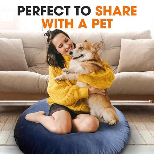 Cheer Collection Extra Large Floor Pillow, 32" Round Meditation Cushion, Oversized Yoga Pillow & Floor Cushions for Adults, Floor Pillows for Sitting, Meditation, and Seat Cushion - Navy Blue thumbnail 6