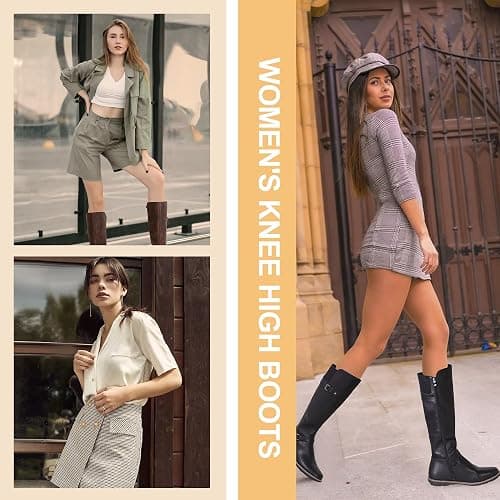 Jeossy Women's 9655 Knee High Boots Flat Riding Tall Boots with Buckle and Side Zipper thumbnail 2