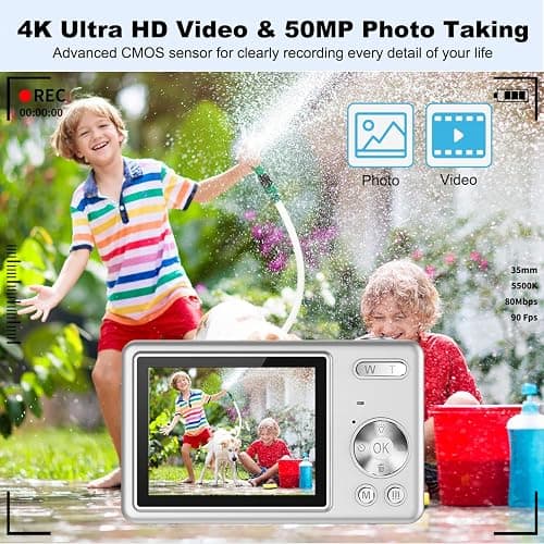 4K Digital Camera, Acbaeta Autofocus 50MP Vlogging Camera with 32G SD Card, 16X Zoom, Flash, Anti-Shake, Compact Portable Small Point and Shoot Digital Camera for Kids Student Teen Adult Beginner thumbnail 2
