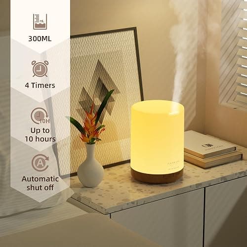 ASAKUKI 300ml Essential Oil Diffuser, Aromatherapy Ultrasonic Cool Mist Essential Oil Diffuser with 7 Color Lights, Auto Shut-Off for Home Bedroom Office thumbnail 4