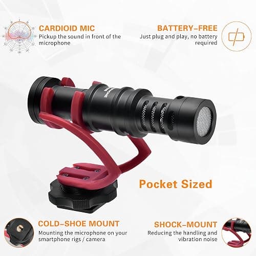 COMICA CVM-VM10II Microphone à condensateur cardioïde directionnel pour appareils Photo Canon, Nikon, Fuji, Sony, Panasonic, Olympus, appareils Photo Reflex numériques, Smartphones, etc. (avec thumbnail 2