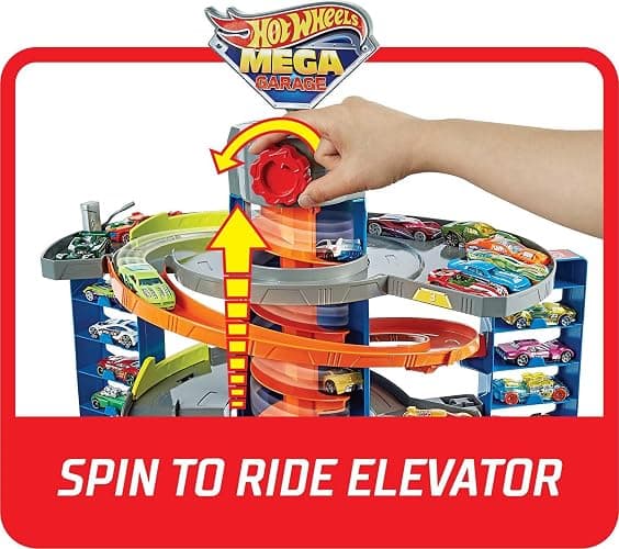 Hot Wheels City Mega Garage Playset with Corkscrew Elevator & Storage for 60+ Cars, Includes 1 Hot Wheels 1:64 Scale Vehicle, Gift for Kids 4 Years Old & Up, HFH03 thumbnail 4