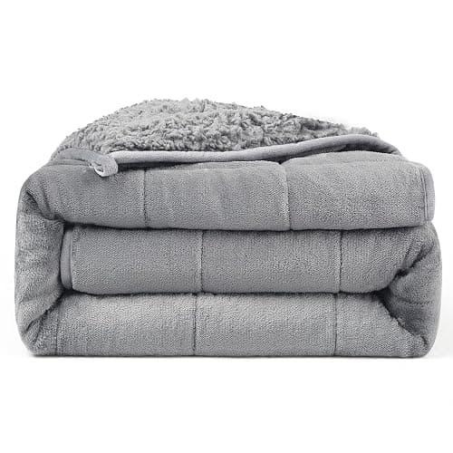 Ultra-Soft Weighted Blanket 15lbs for Adults, Plush Sherpa Fleece Reversible Weighted Throw Comfort for Relaxation & Cozy Evenings, Hug-Like Security, Evenly Distributed, W60 x L80, Grey - Image 1