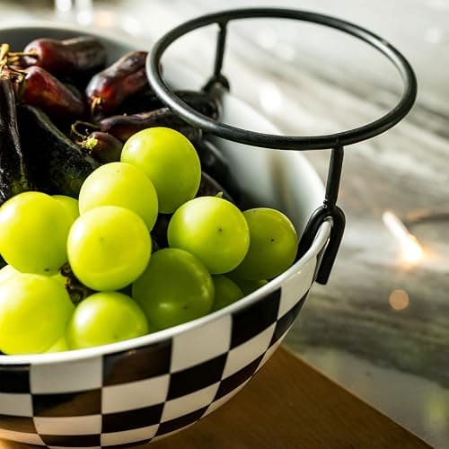 Miamolo Tiered Serving Bowls Chip and Dip Serving Set with Stand, Ceramic Appetizer Serving Dishes Platters and Trays for Parties Entertaining - Checkered Kitchen Decor thumbnail 5