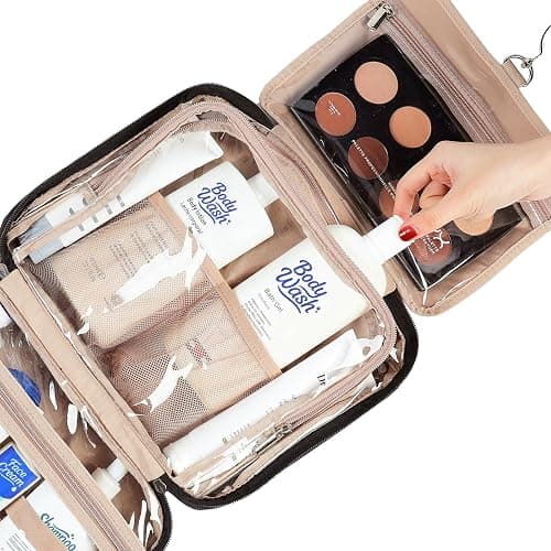 NISHEL Travel Toiletry Bag for Women, Makeup Essentials Organizer, Hanging Case for Accessories, Cosmetics, Large Size, Black thumbnail 4
