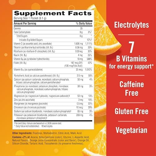 Emergen-C 1000mg Vitamin C Powder for Daily Immune Support Caffeine Free Vitamin C Supplements with Zinc and Manganese, B Vitamins and Electrolytes, Super Orange Flavor - 90 Count/3 Month Supply - Vitamin C Powder thumbnail 6