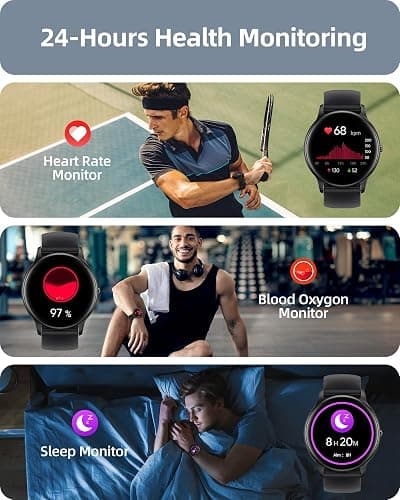 Parsonver Smart Watch for Men Women(Answer/Make Calls), HD Screen Fitness Tracker IP68 Waterproof 100+ Sport Modes, Heart Rate Sleep Monitor, Pedometer, Smartwatch for Android Phones/iPhone Compatible thumbnail 3
