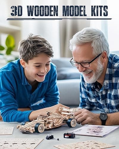 ROKR 3D Wooden Puzzle 1:18 Scale Formula Racing Cars for Adults, 5 Hour Build, Wind up Toys Model Car Kits for Adults to Build, Ideal Gift for Boys and Men thumbnail 7