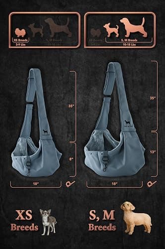 Noah & Paw Dog Sling Carrier for Small Dogs 5-18lb, Dog Sling for Small Dogs and Cats, Dog Carrier with Adjustable Padded Strap, Premium Twill, Lined with Fur, Double Safety Feature, Machine Washable thumbnail 4