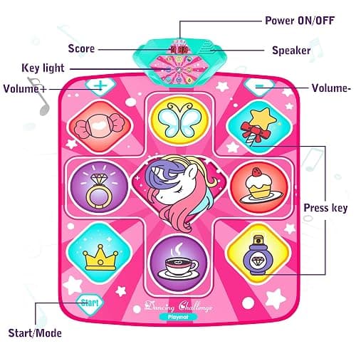 Unicorn Dance Mat for Girls, Dancing Game Pad B-day Gifts for Kids Ages 3+ | Pink Dance Pad with LED Lights, Adjustable Volume, Built-in Music, 5 Game Modes, Xmas B-day Gifts thumbnail 5