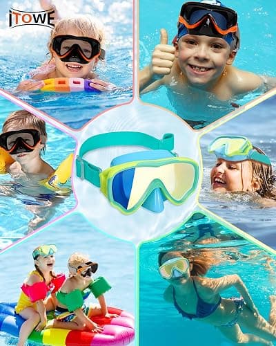 ITOWE Kids Swim Goggles with Fabric Strap for Kids 3-15, Leak Proof Swimming Goggles Nose Cover 180° Clear View thumbnail 7