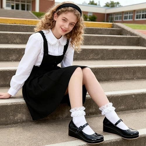 Parisuit Womens Mary Jane Wedge Platform Shoes Patent Leather Ankle Strap Pumps Sweet Shoes thumbnail 2