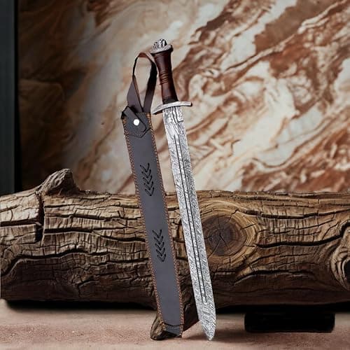 Custom Hand Forged Damascus Steel Swiss Dagger Sword Viking Gladius Double Edge Sword Gladiator Blood Grooved Sword thumbnail 3